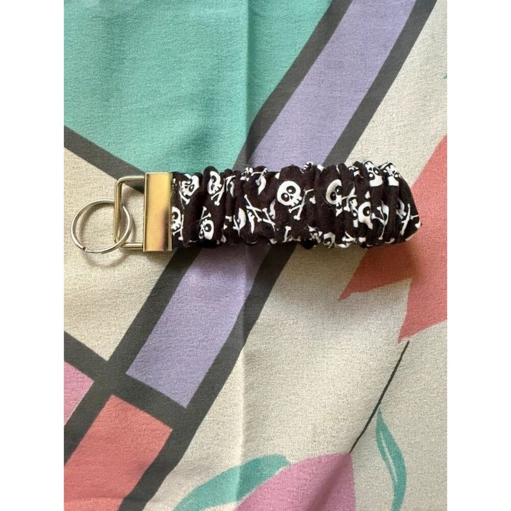 Skull & Crossbones Scrunchie Wristlet Keychain